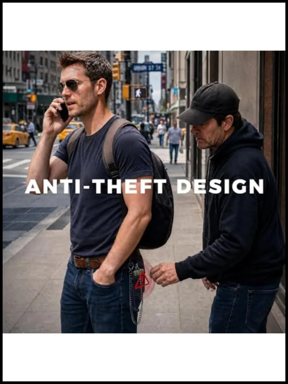 Men's Anti-Theft Wallet RFID Blocking Trifold with Chain, Tech Woven Fabric &